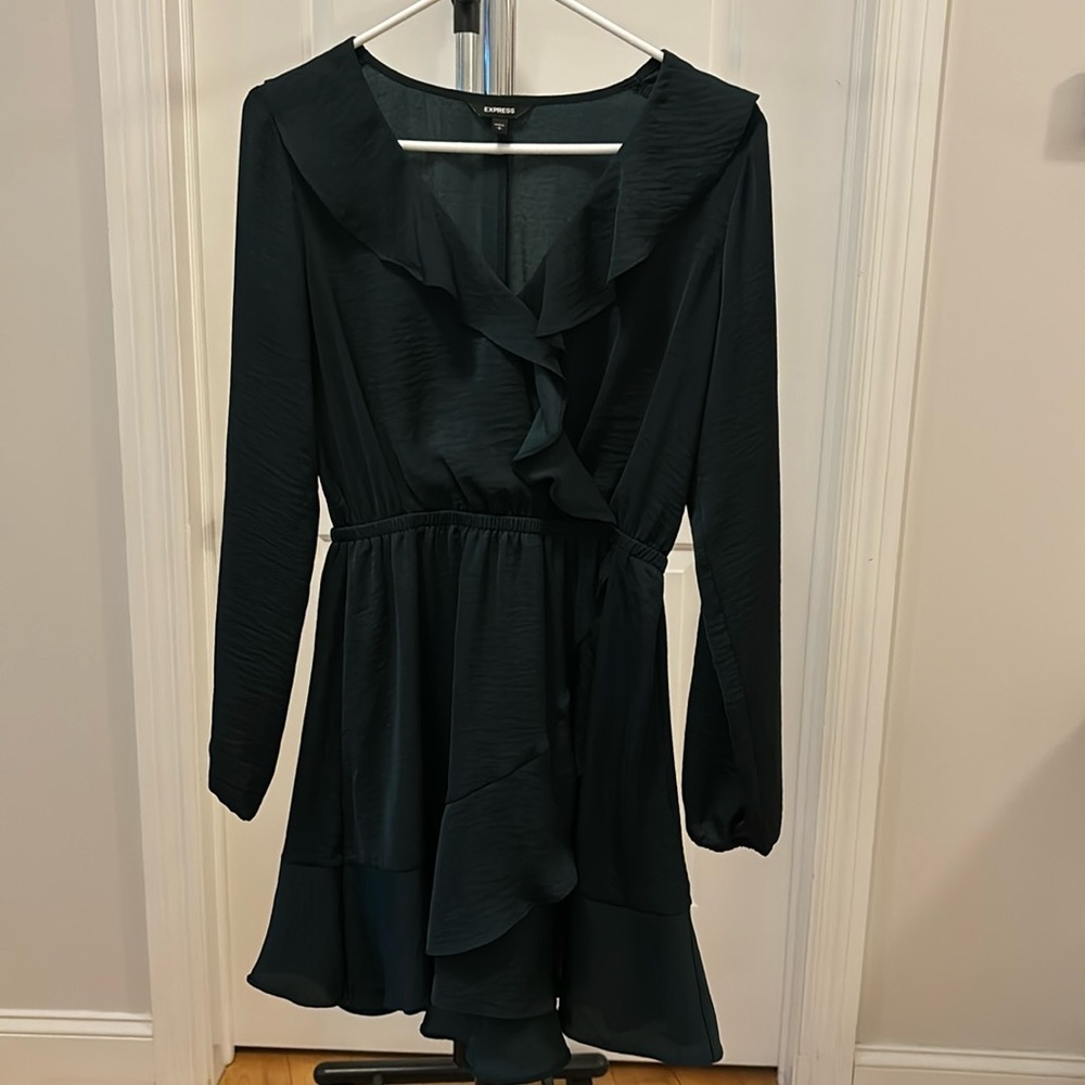 Express ruffle long sleeve mini dress - Picture 2 of 4